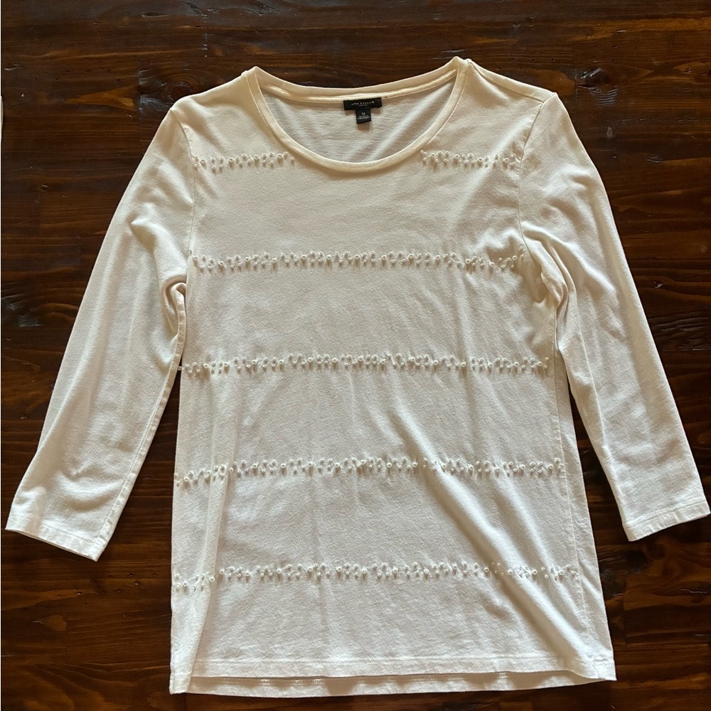 Ann Taylor Cream Textured Women's Blouse